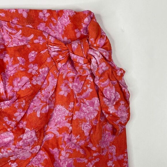 Do + Be Womens Mini Skirt Miami Gardens Wrap Floral Red Orange Size Large Beach - Picture 3 of 6